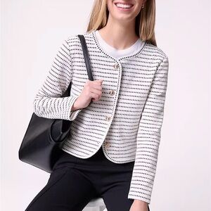 Ann Taylor Black and Cream Patterned Top